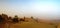 Panorama of Meroe pyramids in the desert at sunset, Sudan,