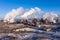 Panorama of metallurgical plant and industrial zone. View from above