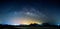 Panorama milky way galaxy over mountain