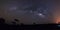 Panorama milky way galaxy at Phu Hin Rong Kla National Park,Phitsanulok Thailand.Long exposure photograph.with grain