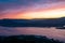 Panorama of the Minho River and Estuary seen from Monte Santa Trega at sunrise