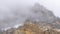 Panorama Misty clouds over the rugged peak of rocky mountain in Provo Canyon Utah