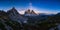 Panorama of Mliky way over the Tre Cime, Dolomites, Italy