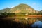 Panorama of mogotes and pond in the Vinales valley