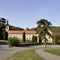 Panorama monastery Novo Hopovo on blue sky background.