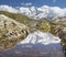 The panorama of Mont Blanc massif  and Les Aiguilles towers
