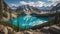 Panorama of Moraine Lake in Banff National Park, generative ai