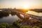 Panorama of Moscow at sunset, Russia