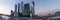 Panorama of Moscow at sunset. Winter. Moscow. Russia. Panorama made from multiple photos.