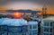 Panorama Of Moscow. View of Andreevskaya embankment, the third ring road and Luzhniki stadium