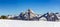 Panorama of Mount Mythen Gross and Klein covered with snow in winter viewed from Stoos