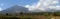 Panorama of Mount Rinjani or Gunung Rinjani, active volcano in Indonesia on the island of Lombok