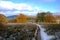 Panorama mountain autumn landscape. Bieszczady mountains