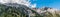 Panorama of mountain Olympus peaks view from refuge