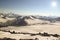 Panorama of mountain peaks in the sun, the majesty and beauty of