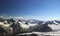 Panorama of mountain peaks in the sun, the majesty and beauty of