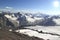 Panorama of mountain peaks in the sun, the majesty and beauty of