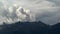 panorama of mountain peaks in thick clouds. Sochi, Krasnaya Polyana