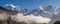 Panorama of mountain range in Annapurna massif in Himalayas, Nepal