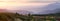 Panorama of Mountain range, one minute before the time of sunris