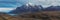 Panorama of the mountain range of Torres del Paine