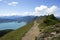 Panorama mountain view from Jochberg to lake Walchensee