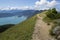 Panorama mountain view from Jochberg to lake Walchensee