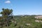 Panorama of the mountains and forests of Bages in Catalonia photographed from the mount of La Mola. View of Montserrat.