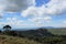 Panorama of the mountains and forests of Bages in Catalonia photographed from the mount of La Mola. View of Montserrat.