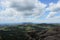 Panorama of the mountains and forests of Bages in Catalonia photographed from the mount of La Mola. View of Montserrat.