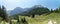 Panorama with the mountains JÃ´f Fuart and JÃ´f di Montasio from the slopes of Mount Jof di Miezegnot in the Julian Alps