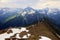 Panorama of mountains scene with dramatic blue sky in national park