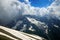 Panorama of mountains scene with dramatic blue sky in national park