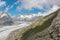 Panorama of mountains scene, walk through the great Aletsch Glacier