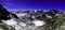 Panorama of mountains and snow in the Himalayas trekking along Everest Circuit in Nepal