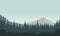 Panorama of the mountains with stunning forest from the edge of the city in the morning at sunrise. Vector illustration