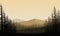 Panorama of mountains with stunning forest in the morning from the edge of the city. Vector illustration