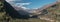 Panorama of mountains trekking Annapurna circuit, Marshyangdi river valley