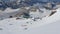 Panorama of the mountains. A view of the camp of climbers from the top point. Mount Elbrus, Caucasus, height 4300 m.