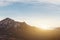 panorama of mountains, volcano beautiful at sunset, sunrise.