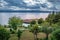 Panorama of museum on water in the Bay of Bones