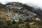 Panorama of Namche bazaar on a cloudy day, Everest Base Camp trek, Nepal