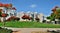 Panorama of a new residential area with modern houses and a large landscaping of the territory of the city of Holon in Israel