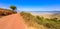 Panorama of Ngorongoro crater National Park with the Lake Magadi. Safari Tours in Savannah of Africa. Beautiful landscape scenery