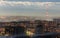 Panorama of night aerial view of Ivano-Frankivsk city, Ukraine. Scene of modern night city with bright lights of tall buildings. R