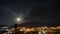 Panorama of night alushta with timelapse