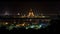 Panorama at night with golden pagoda, arts & architecture, historic buildings