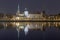 Panorama of the night Riga, capital of Latvia. Riga Castle night view