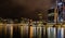 Panorama Night scene of Sydney harbor at Circular Quay Sydney New South Wales Australia