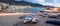 Panorama night shot of beautiful bay and fishing boats in Cefalu, Sicily, Italy